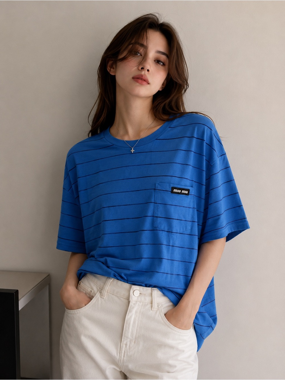 Blue Striped Pocket T-Shirt